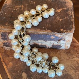 Vintage Double Link Goldtone Pearl Bracelet